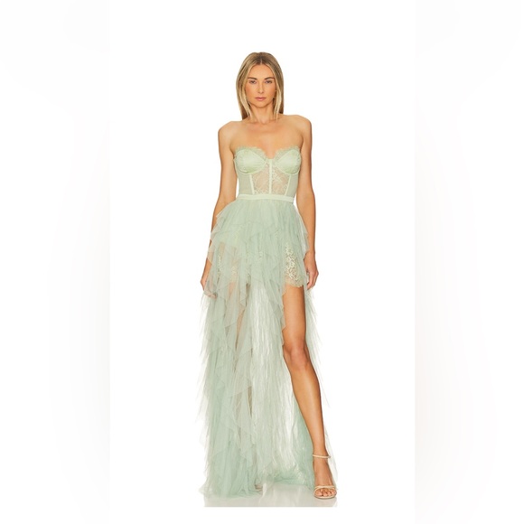 X Revolve Bustier Gown in Sage GreenFor Love and Lemons